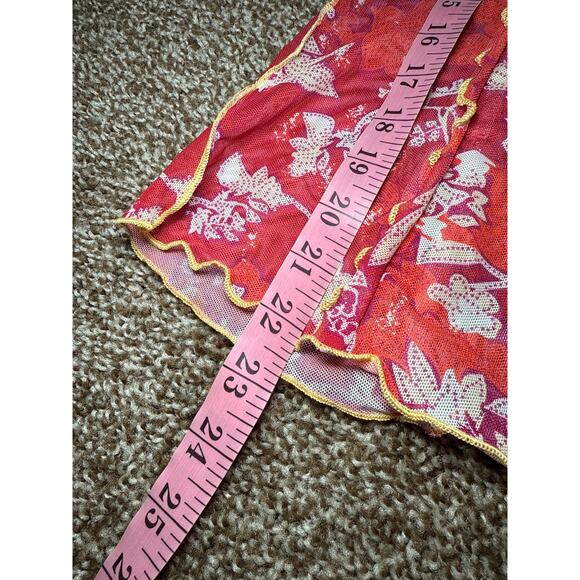 Womens floral mesh crinkle long sleeve top medium y2k festival boho goth - Picture 8 of 9